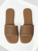 MOTF WOMEN'S BROWN WOVEN FLAT SANDALS